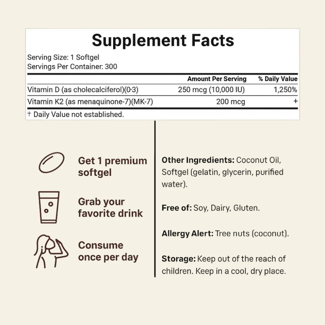 Tavora Vitamin D3 & K2 with Coconut Oil